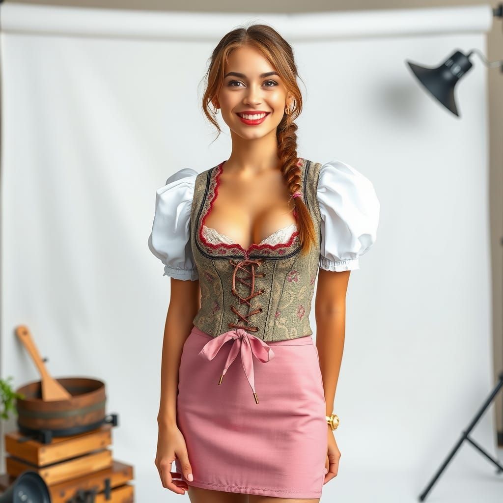 Young Woman in Dirndl Dress, Bavarian Portrait