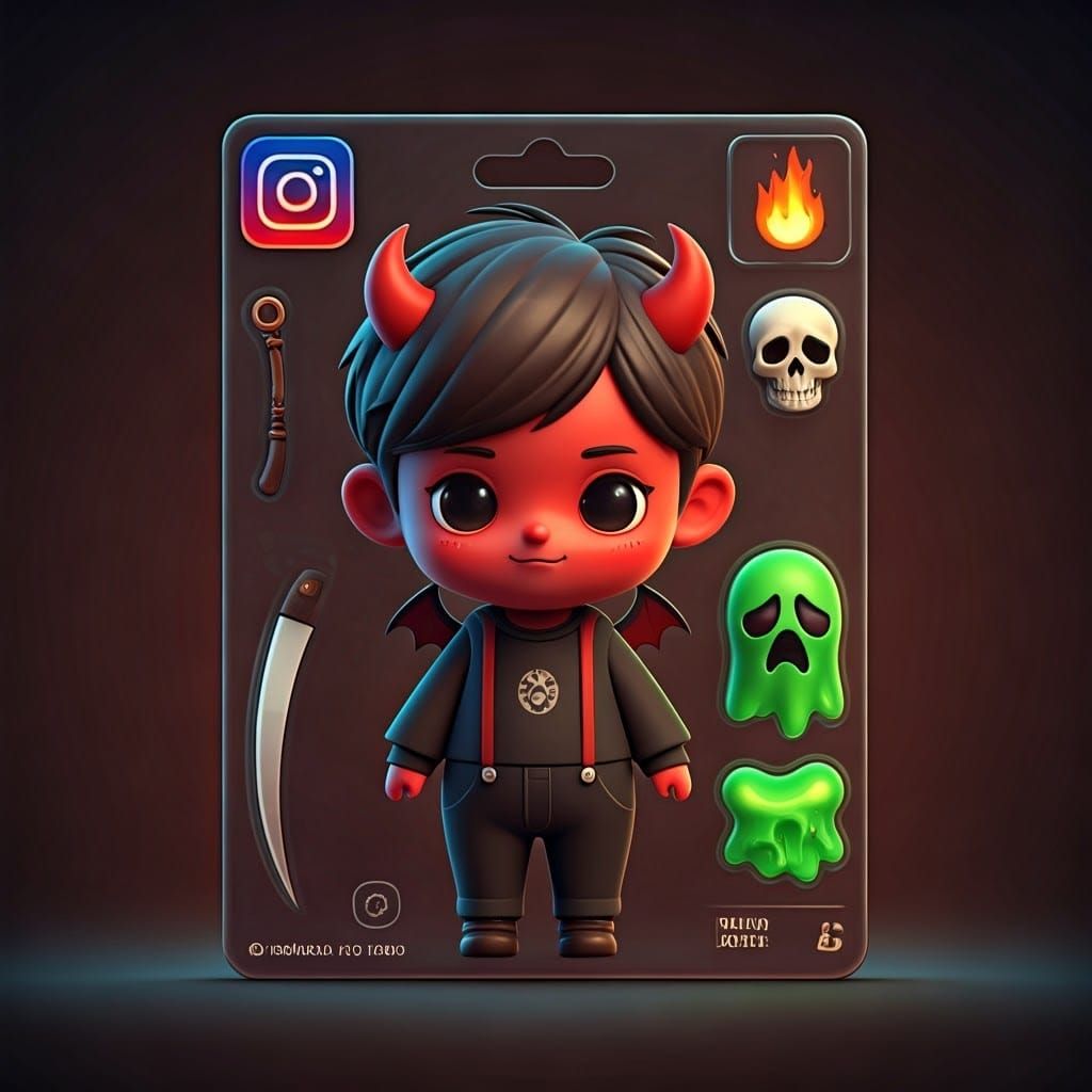 Modern Horror Toy Box Doll in Cute Cartoon Style