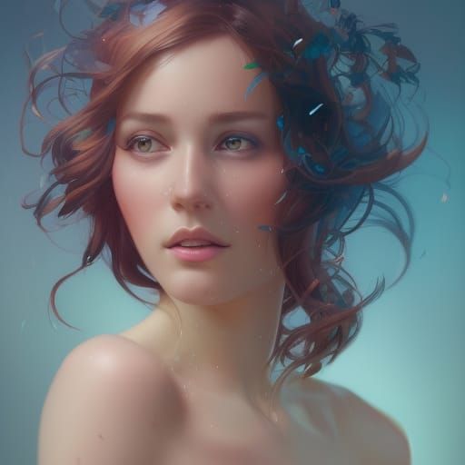 Detailed Portrait in Art Nouveau Style