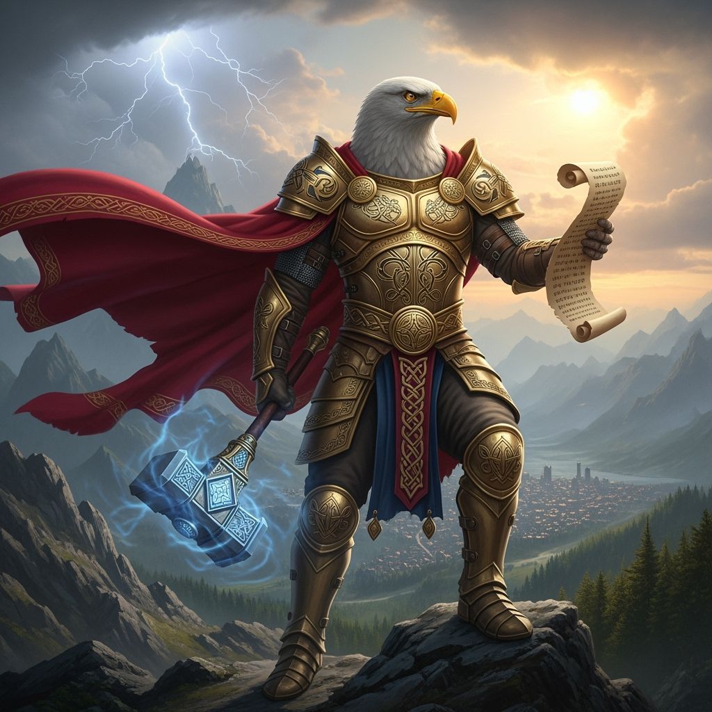 Eagle-Headed God of Authority on Mountain Peak