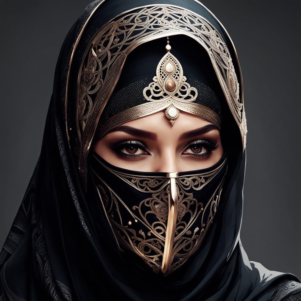 Muslima in ornate Niqab