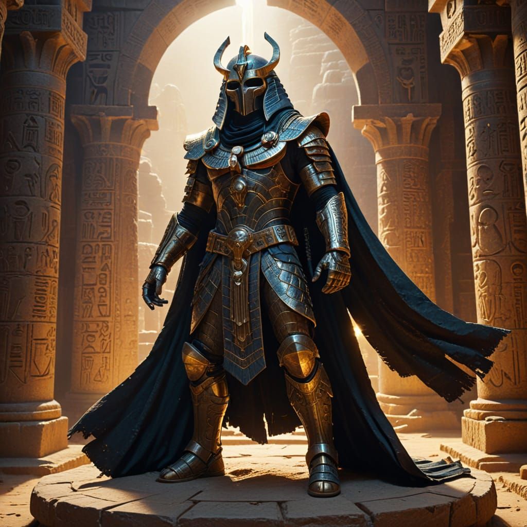 Astronaut in Egyptian Armor, Gothic Art Style