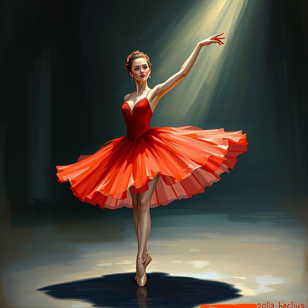 Elegant Ballerina in Impressionist Style