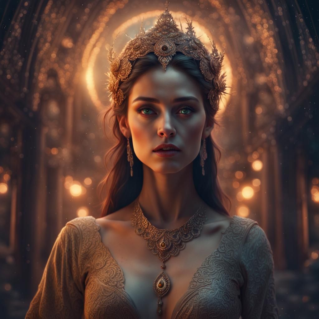 Woman with Glowing Eyes: Cinematic Digital Art