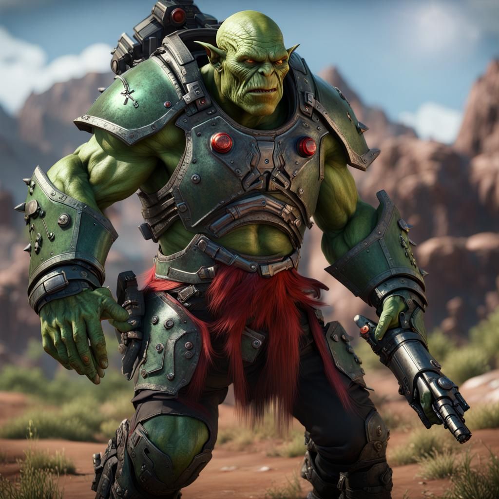 Science Fiction Orc Warrior on Alien World
