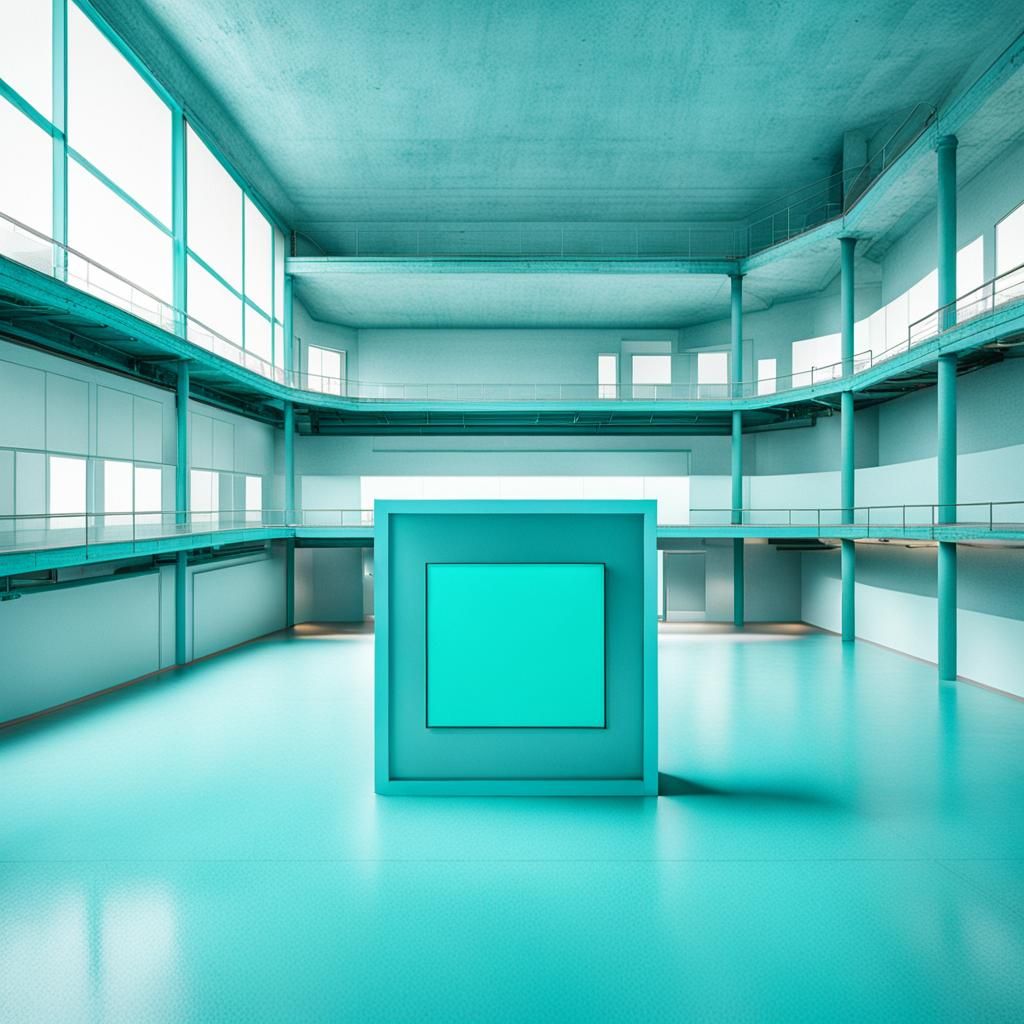Minimalist Turquoise Square in Empty Space