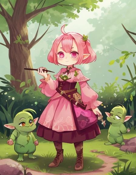 Green Goblin Girl in D&D Character Style