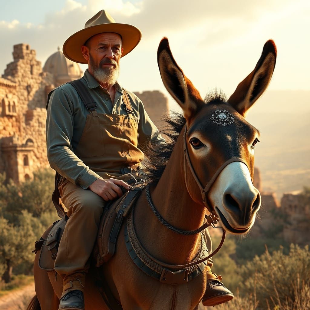 Majestic Israeli Donkey Ride in Vibrant Landscape