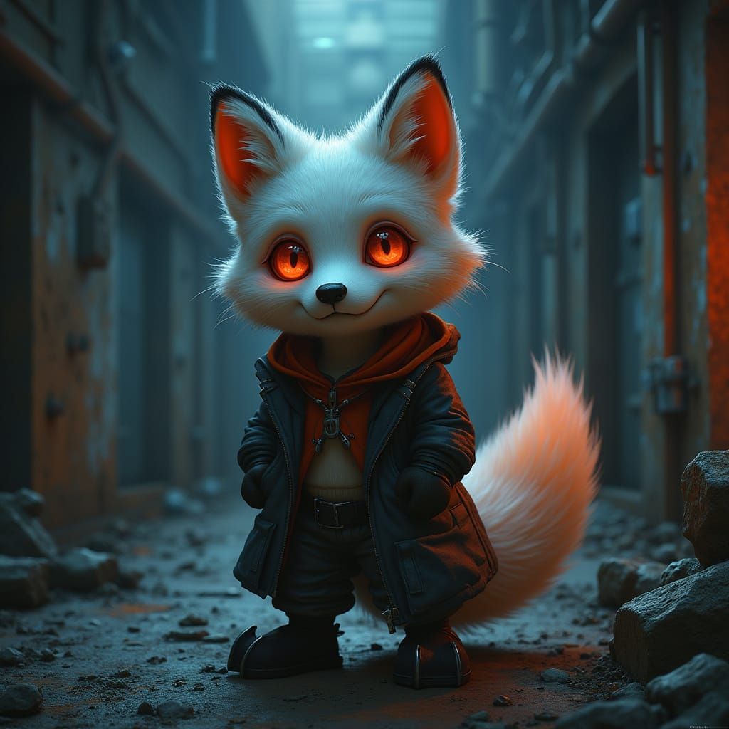 Fox in Industrial Portal-Doom Inspired Environment