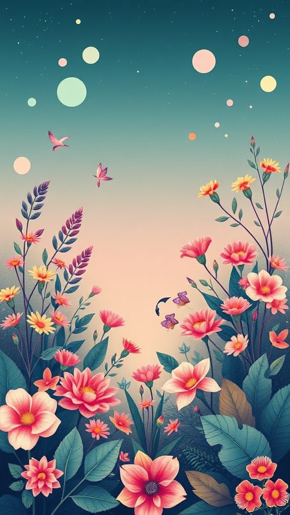 Botanical World in Vintage Pop Art Style