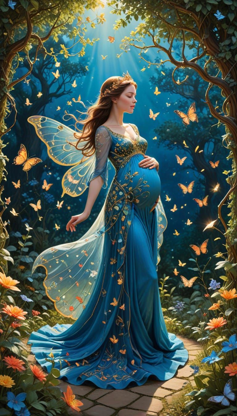 Ethereal Queen in a Vibrant Garden Paradise