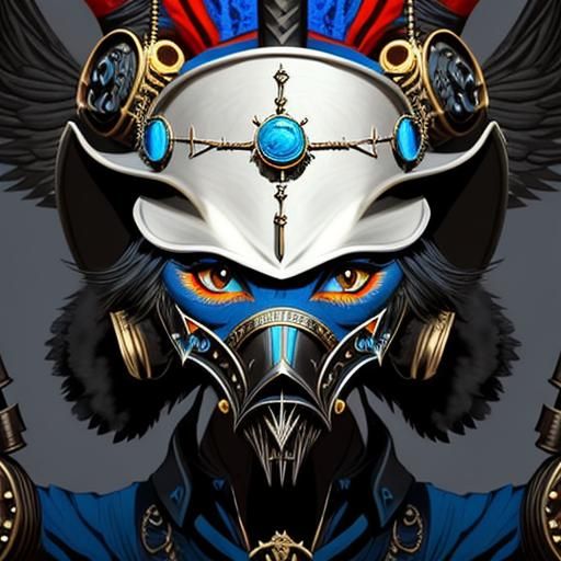 Steampunk Bird with Plague Mask in Dark Fantasy Style