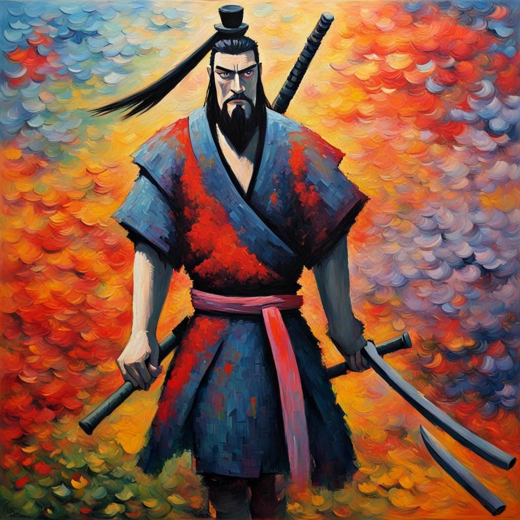 Samurai Jack in Expressionist Oil Painting Style