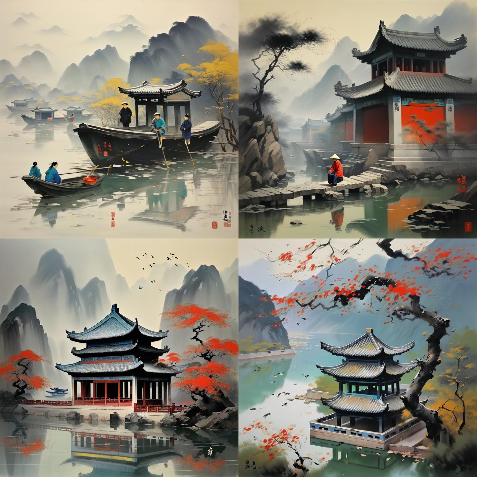 Dynamic Ink Painting in Chinese Style