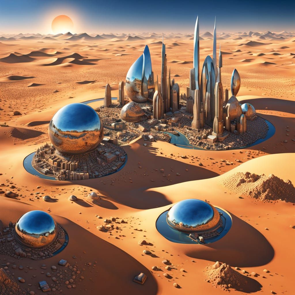 Surreal Alien Oasis in Hyperrealistic Detail