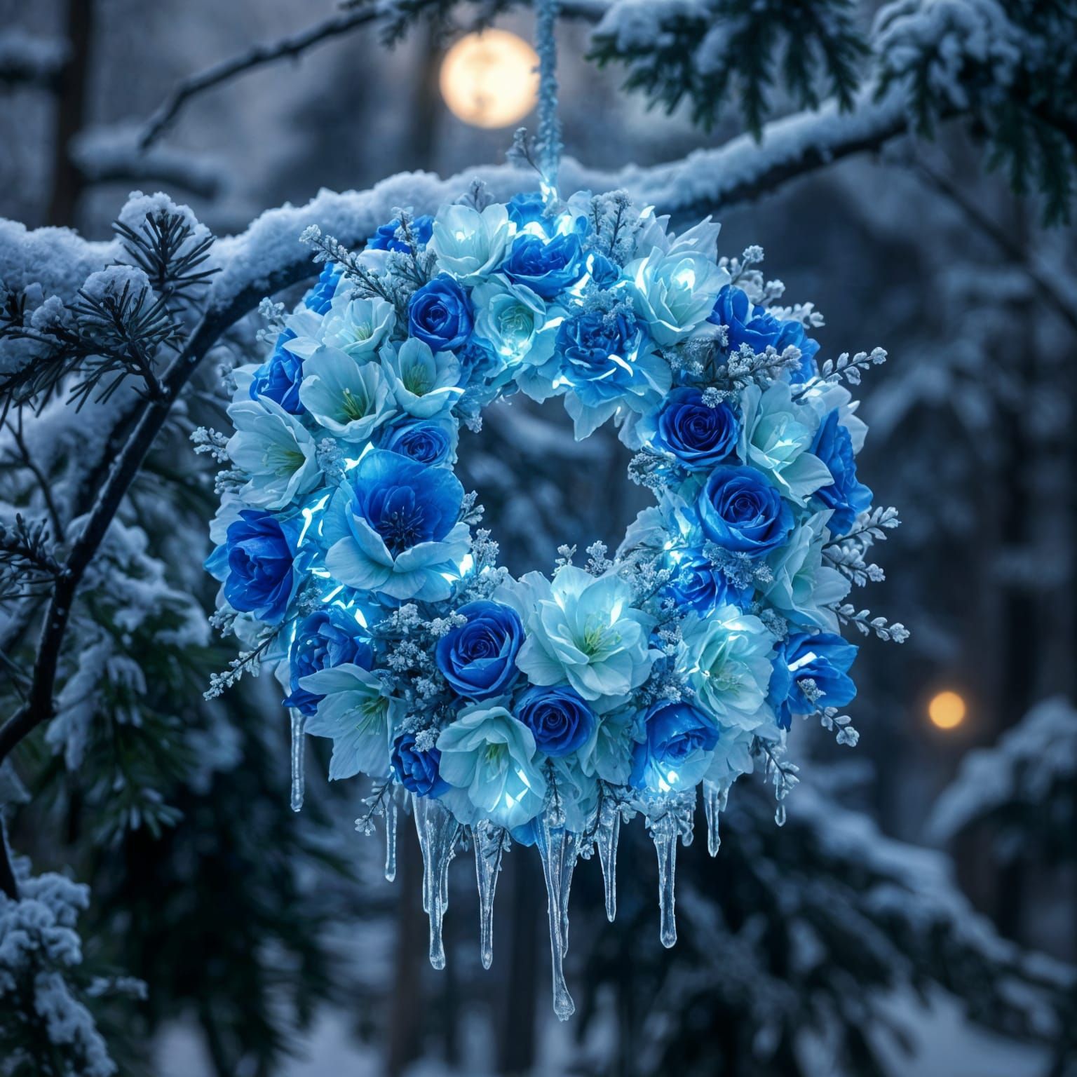 Enchanted Winter Florals in Ethereal Blue