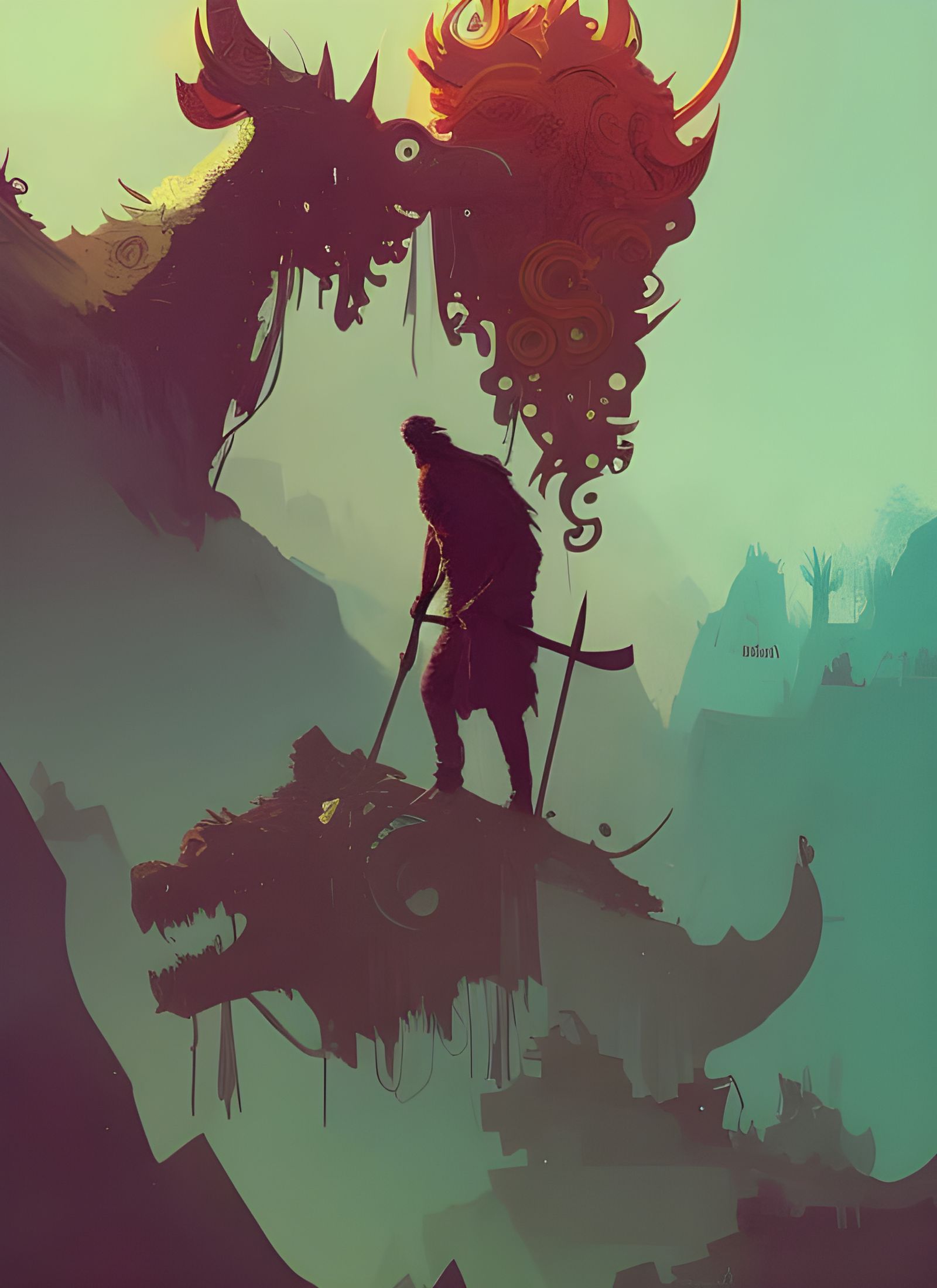 Viking King on Boat Composite Art