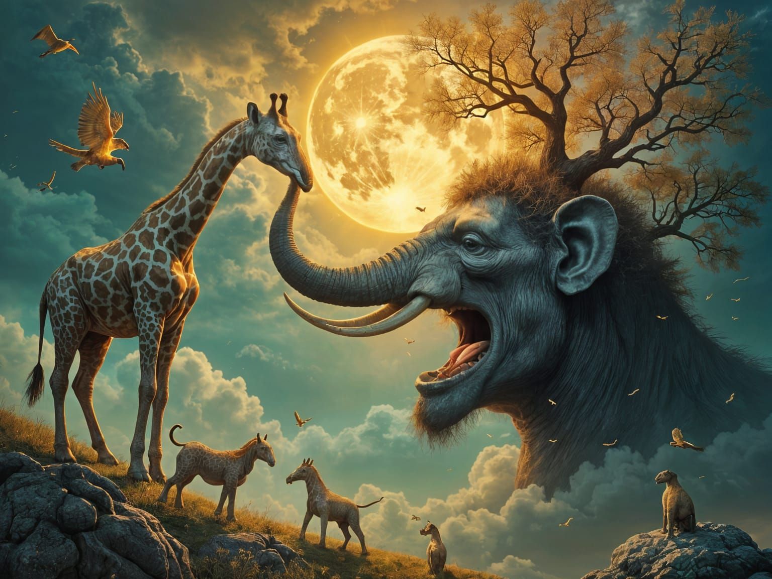 Surreal Salvador Dalí-Inspired Elephant-Giraffe Defies Zeus,...