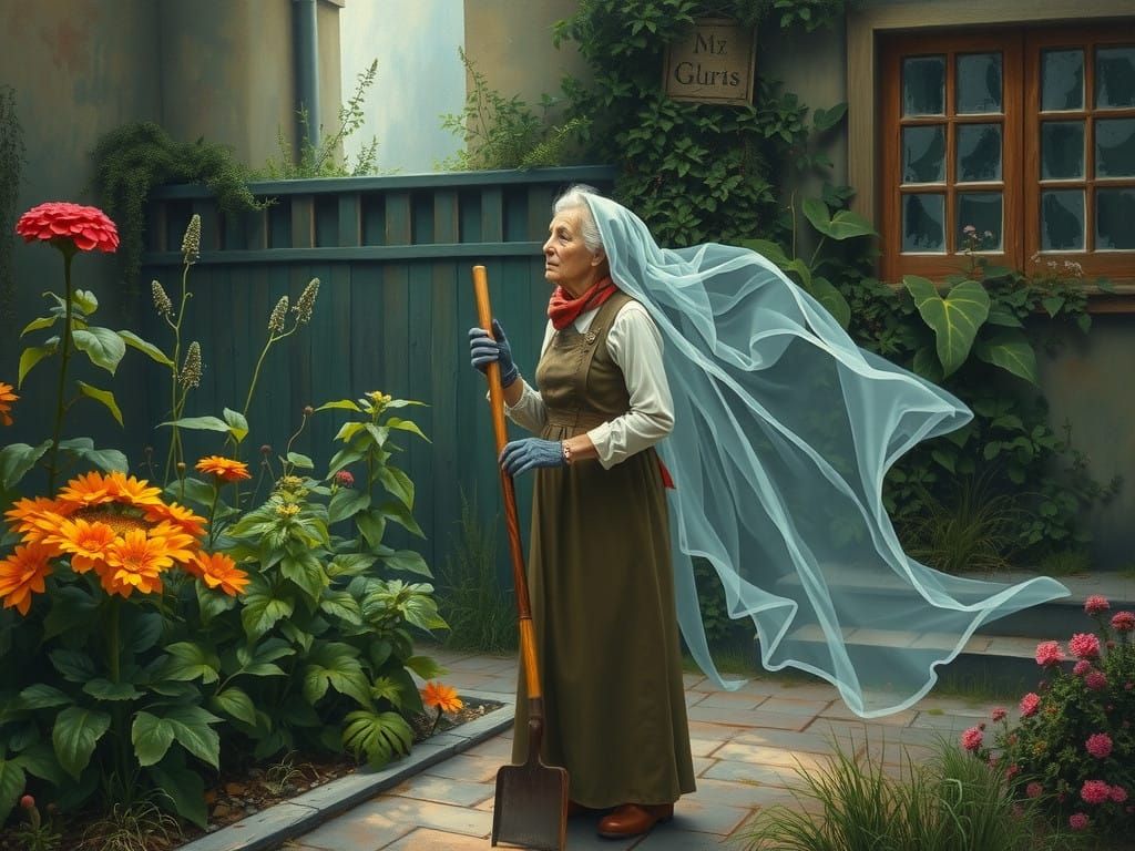 Ethereal Garden Guardian in Whimsical Style