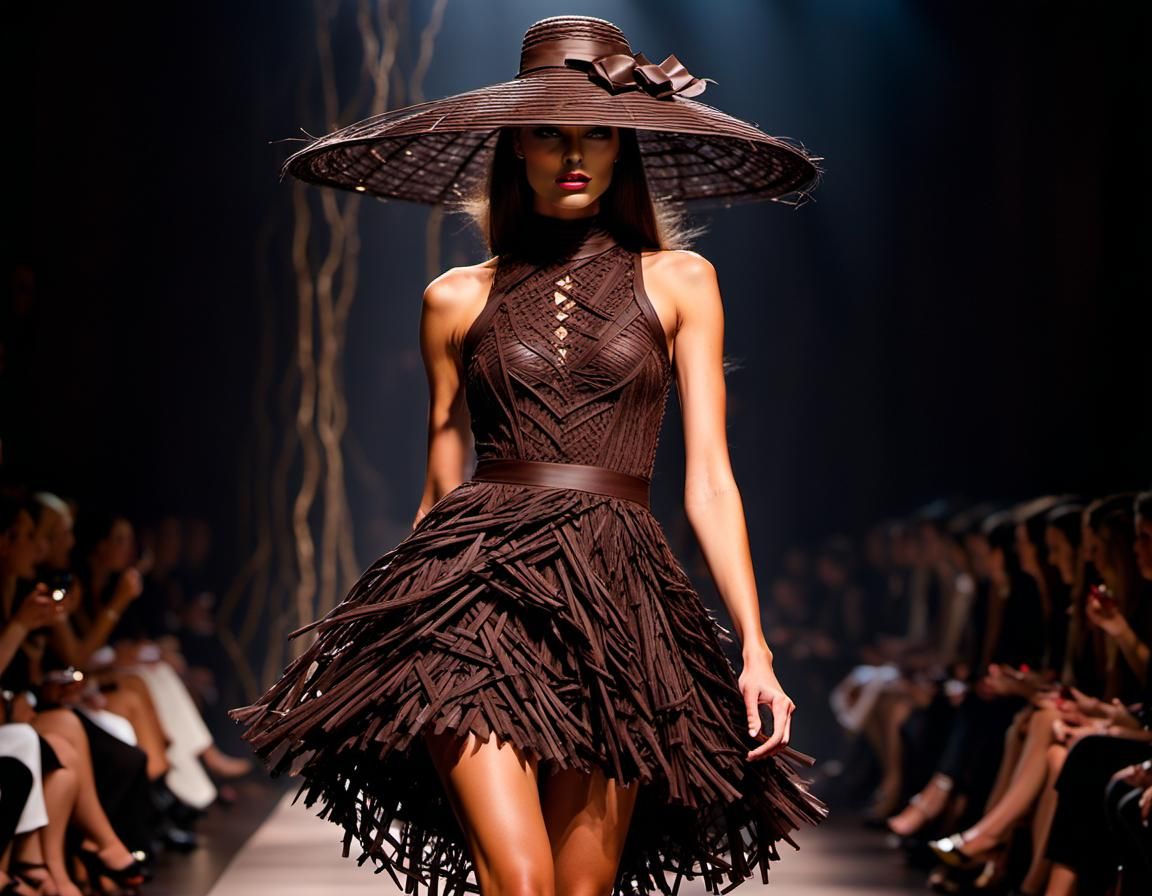 Chocolate fashion week: dark chocolate and vanilla sticks on the catwalk