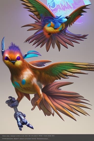 Mystical Avian Creatures in Whimsical Woodland as Comic Book...