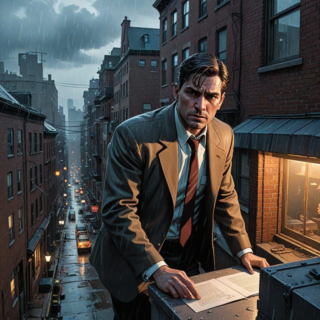 Detective Story Comic Page with Cinematic Lighting