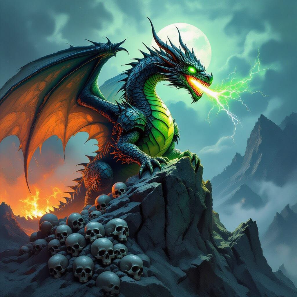 Gothic Metal Dragon on Skull Mountain