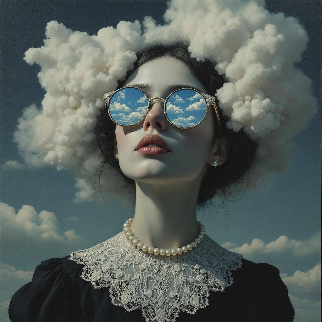 Melancholic Renaissance Portrait Reflecting Sky