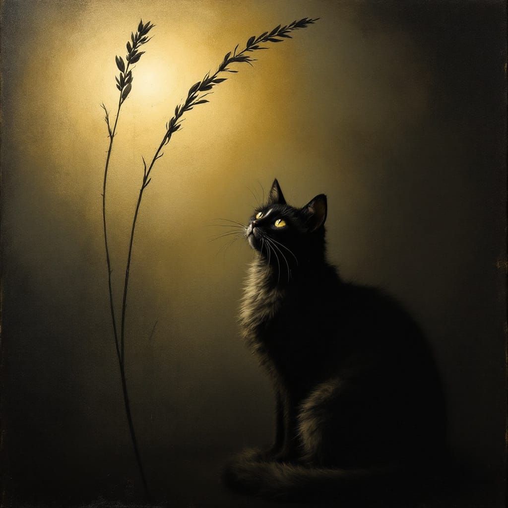 Melancholic Cat Bathed in Volumetric Light