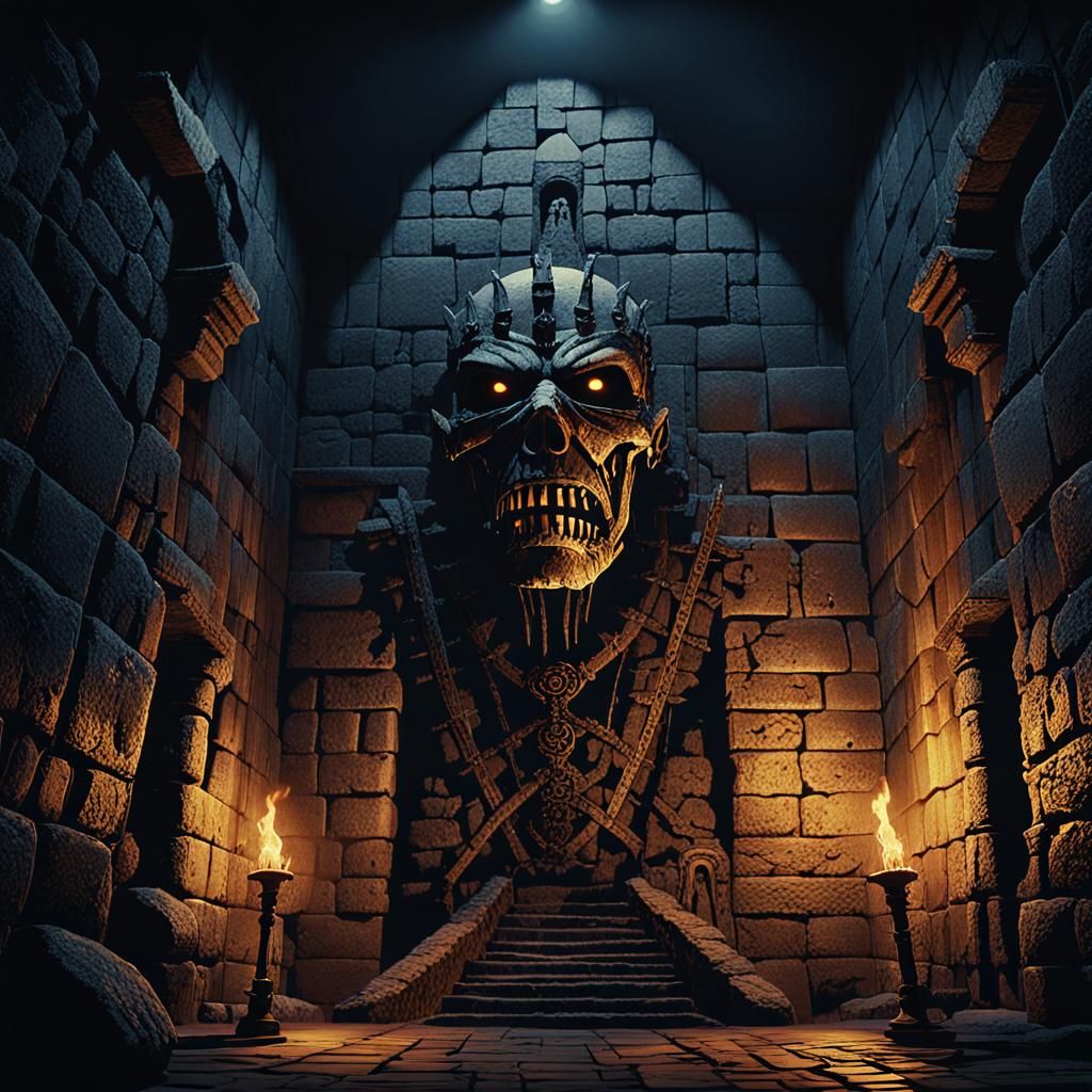 Iron Maiden in Dark Fantasy Castle Dungeon
