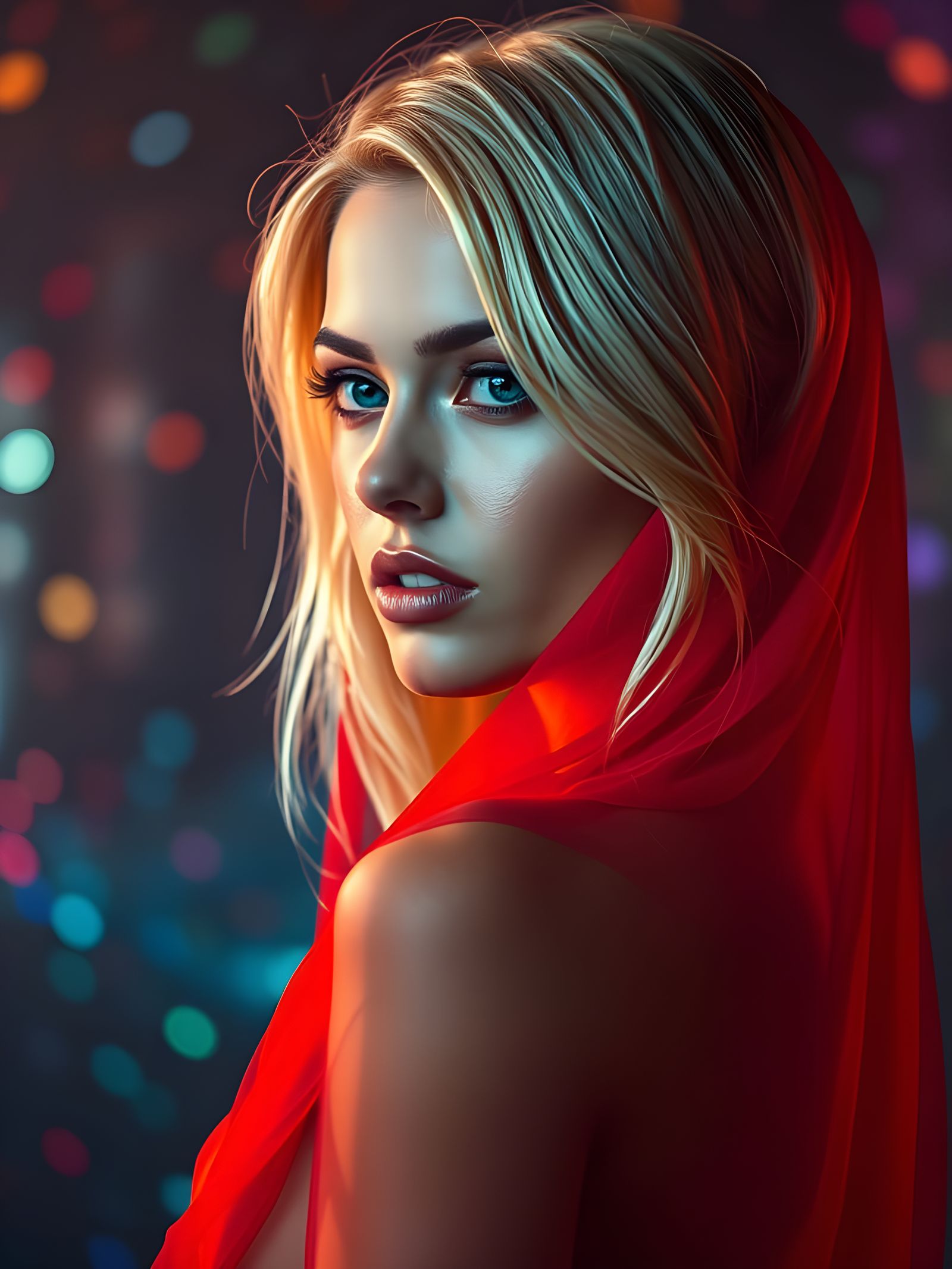 Hyperrealistic Science Fiction Goddess in Vibrant, Intricate...