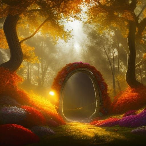 Fairycore Mushroom Portal in Autumnal Forest