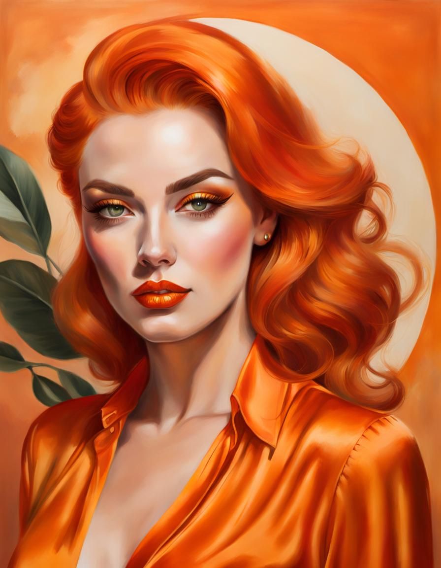 Glamorous Portrait of Woman with Orange Hair