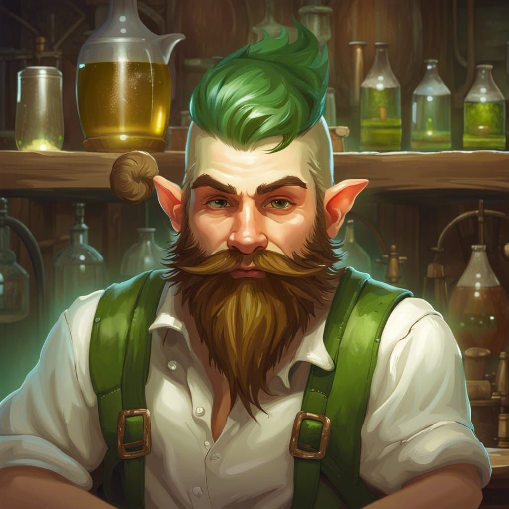 Cute Gnome in Fantasy Brewery Portrait