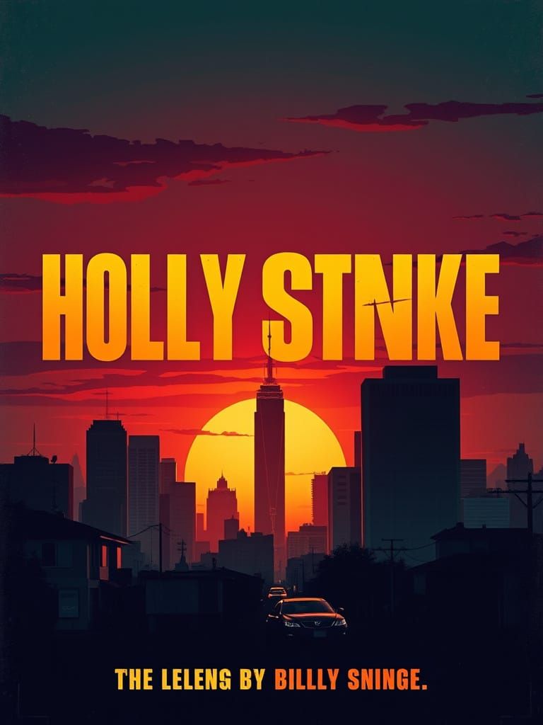 Vintage Hollywood-Style Movie Poster with Cinematic Cityscap...