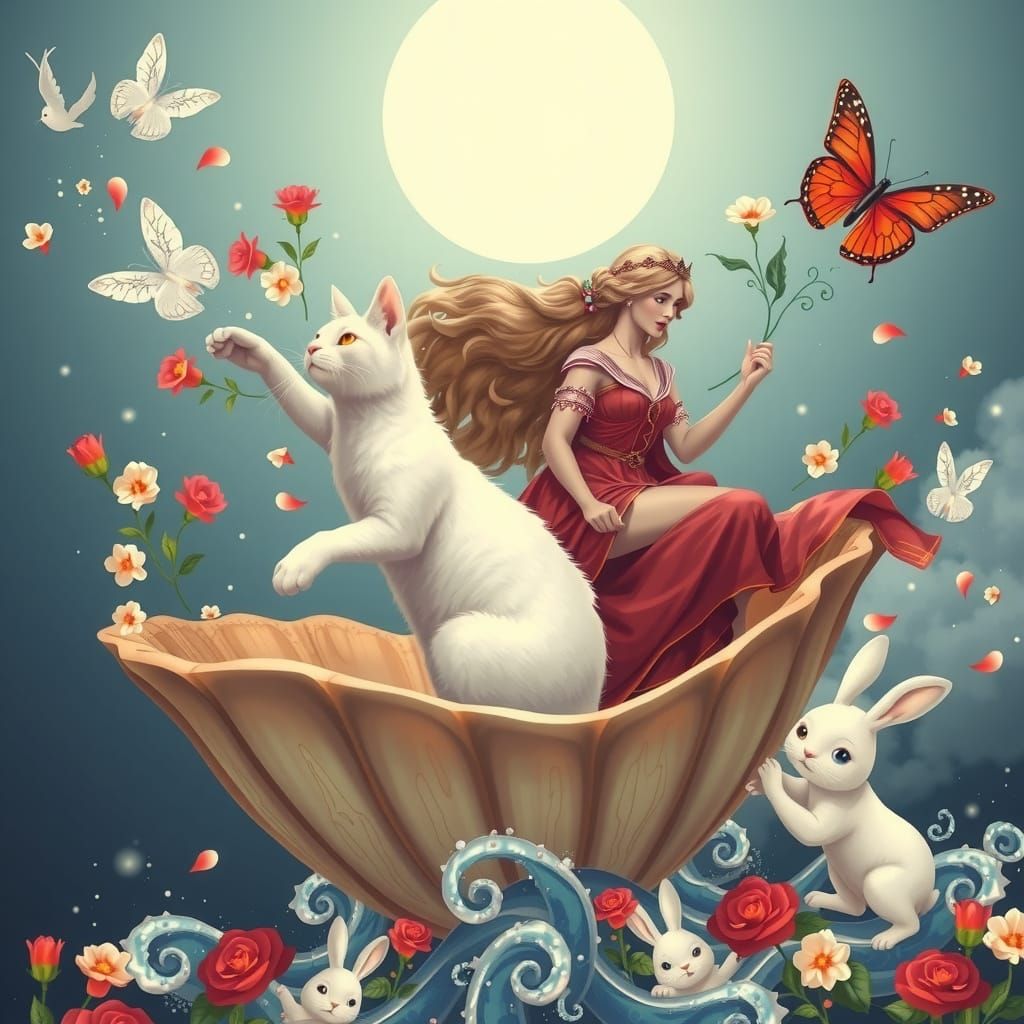 Greek Goddess and Sailor Venus Ride Seashell with White Tomc...