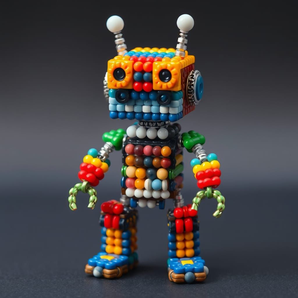 Colorful Beaded Robot Sculpture