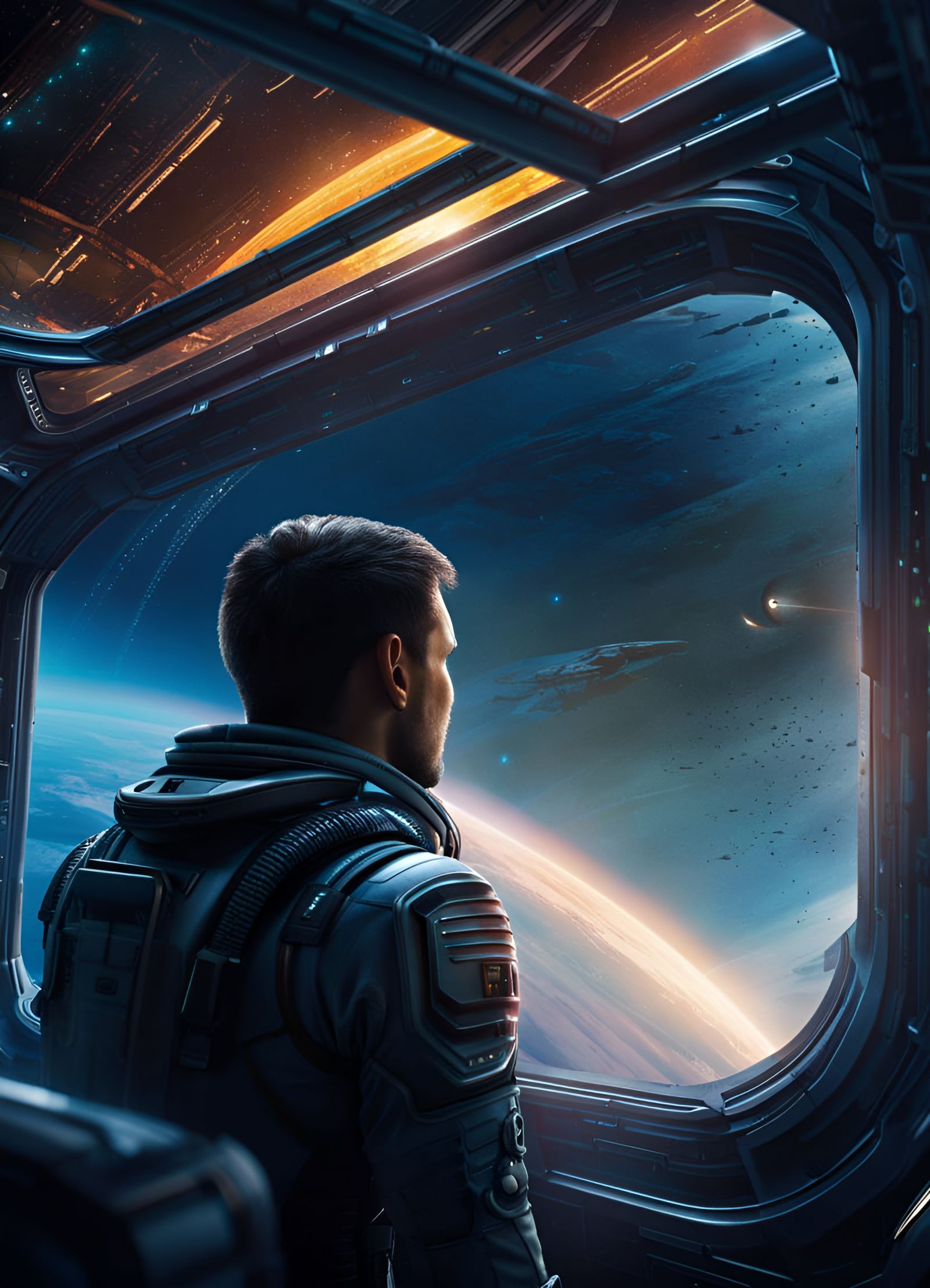 Sci-Fi Man Gazing into Space, Digital Art