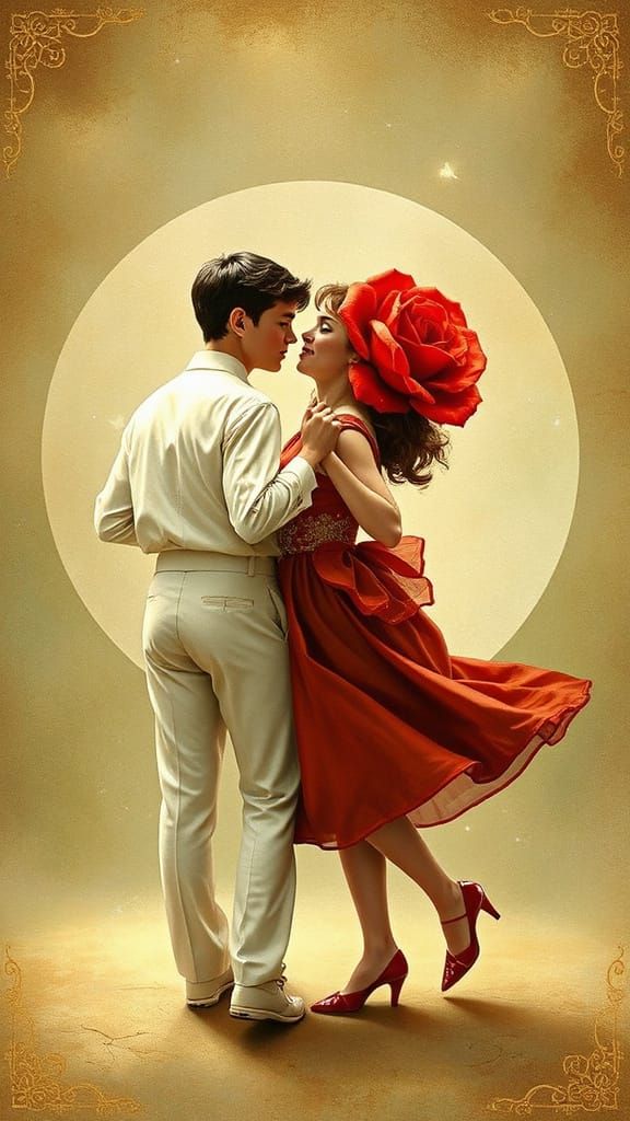 Dancing Roses in Art Nouveau Style