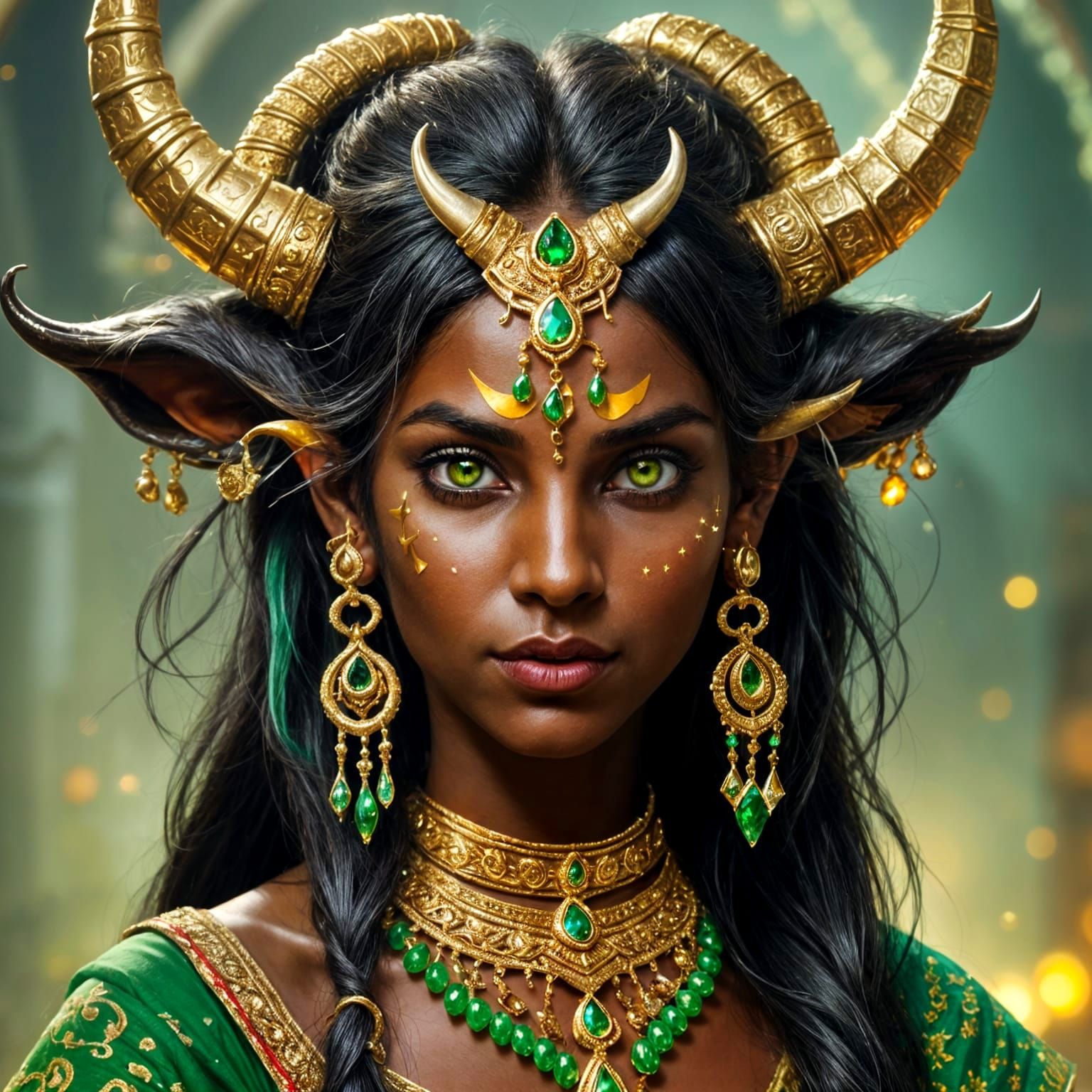 Beautiful Tiefling with Exotic Jewelry, Photorealistic
