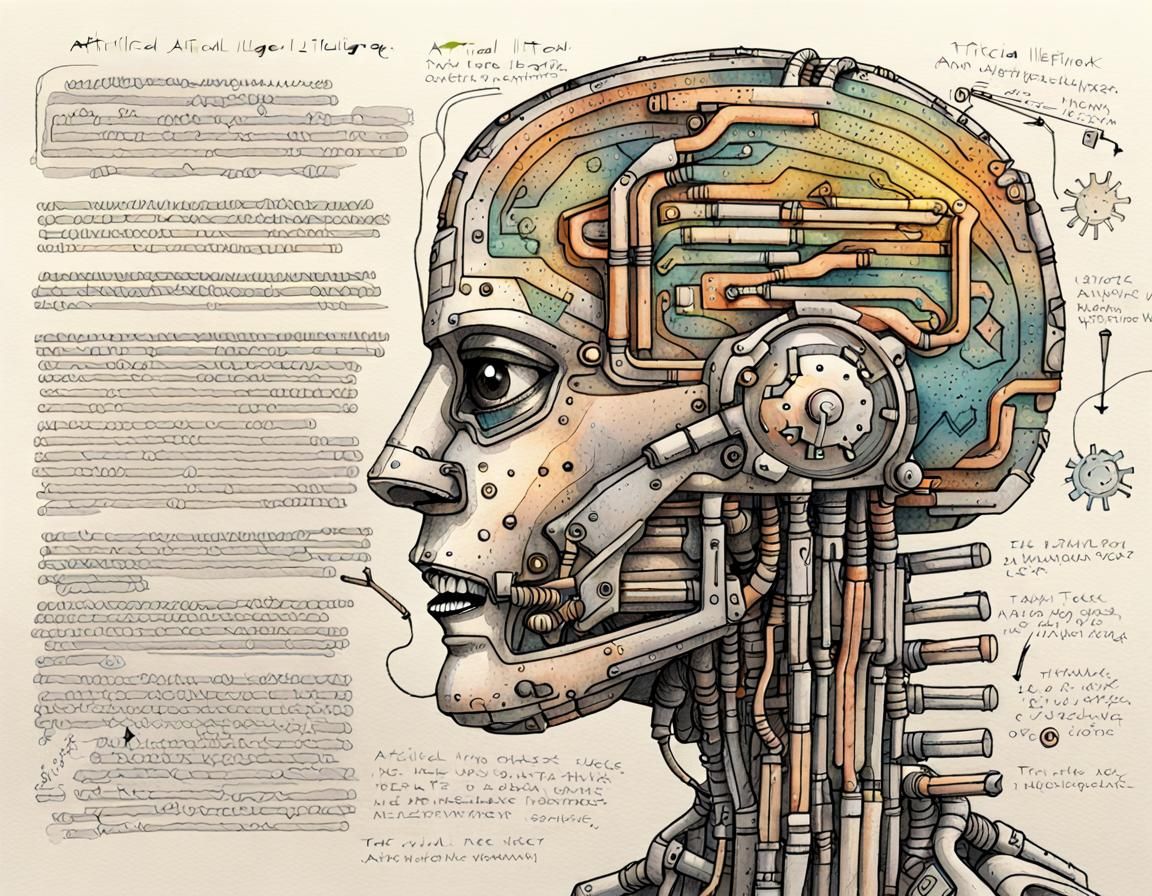 AI History Notebook Page with Watercolor Illustrations