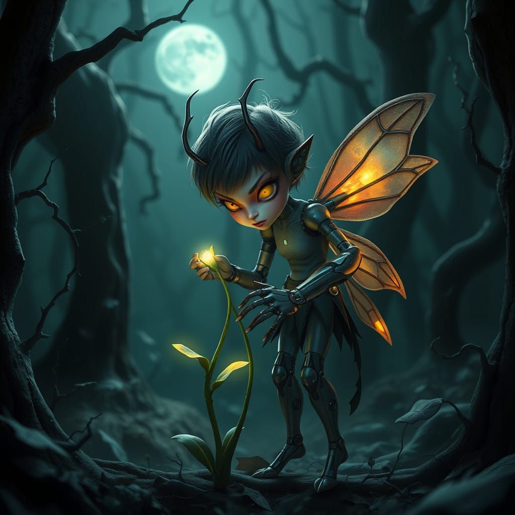 Ethereal Fairy of Shadows Reaches for Fated Prey