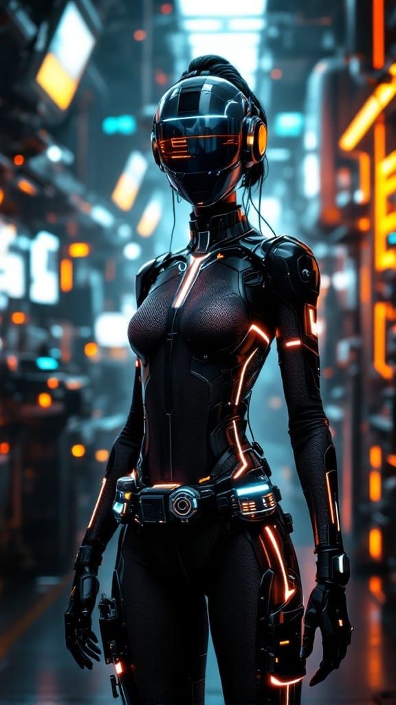 Tech Innovator in Futuristic High-Tech Laboratory