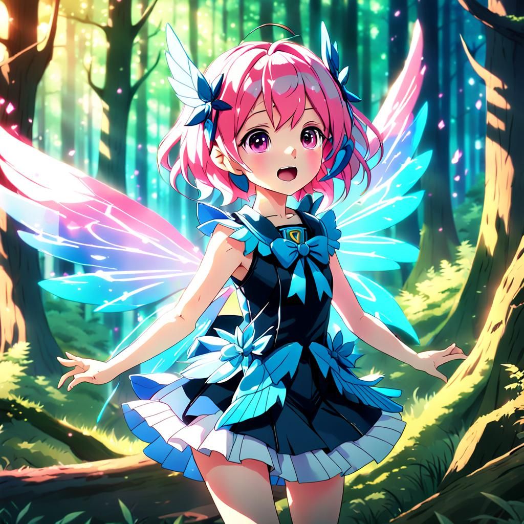 Anime Music Fairy in Sparkling Woodland