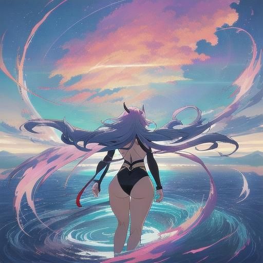 Anime-Style Back View of Curvaceous Figure