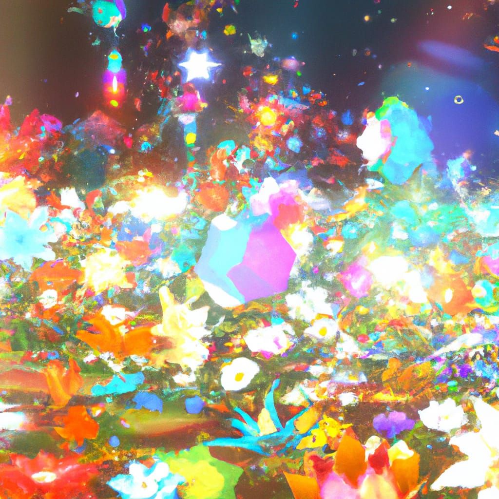 Night Flower Meadow: Abstract Geometric Digital Art