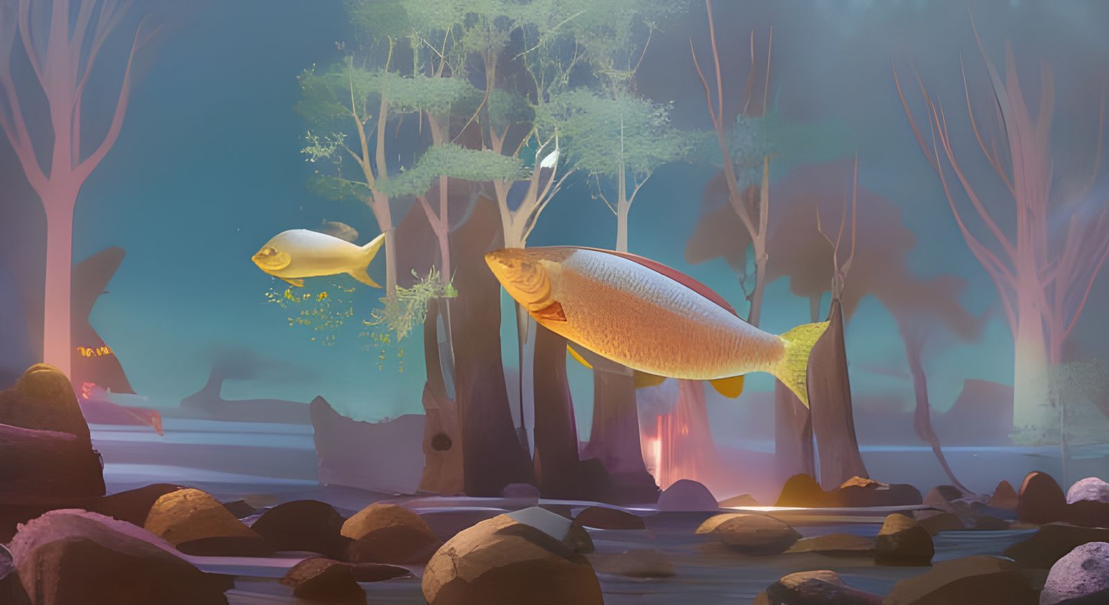 Detailed Fish in Japanese Style, Hyperreal Painting