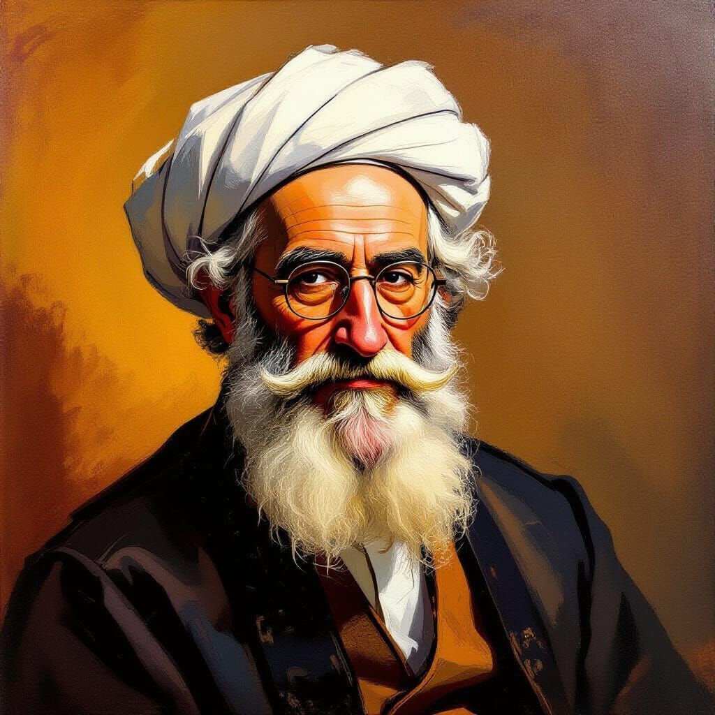 Rabbi Portrait in the Style of Old Masters Painting
