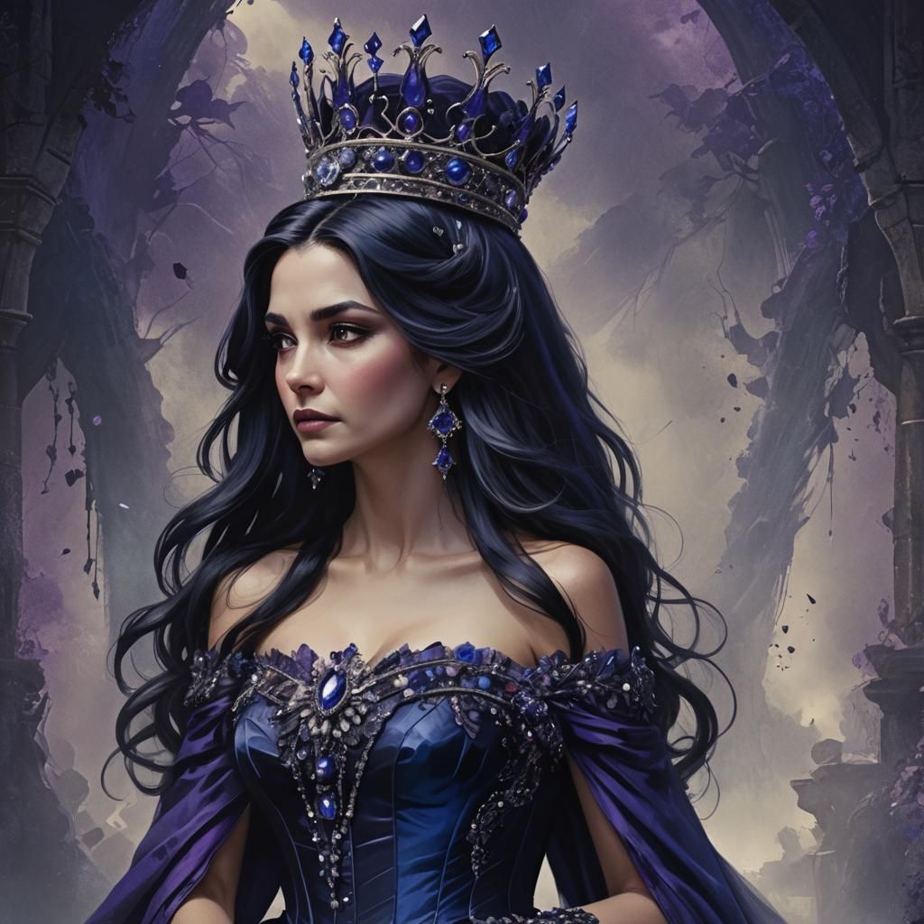 Majestic Queen with Dark Hair and Diamond Tiara