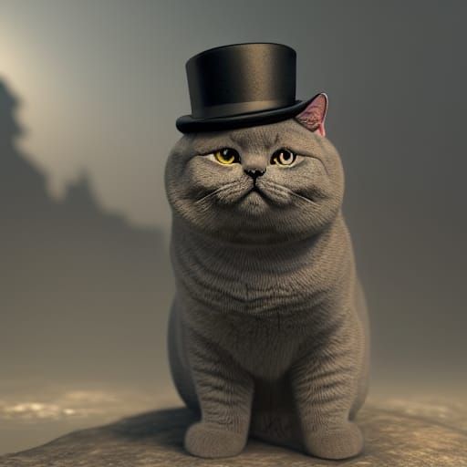 British Shorthair Cat: Investigator in Detailed Painting